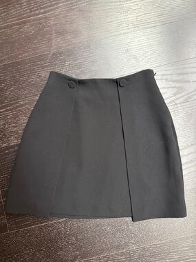 Club Monaco Black Mini Skirt with Front Overlap
